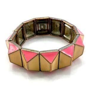 J. Crew Pink and Tan Geometric Stretchy Bracelet Vintage